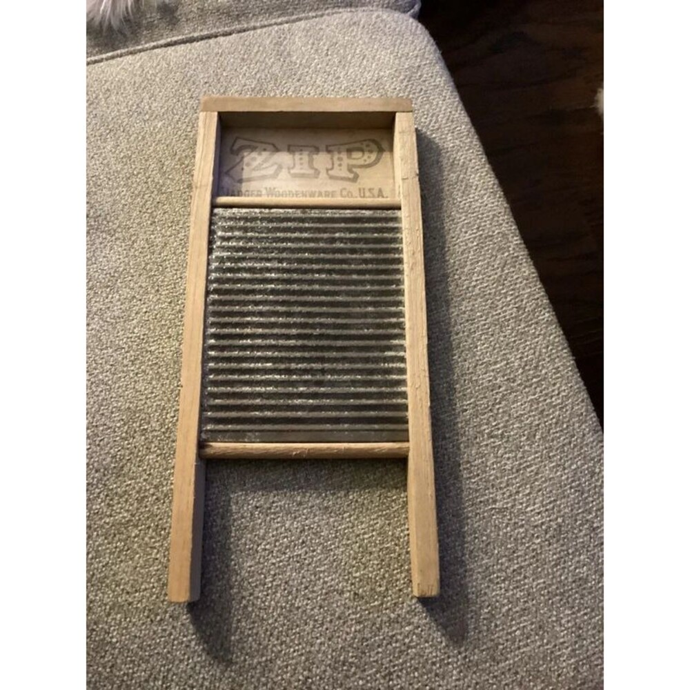 Small Wooden Washboard with ZIP advertising